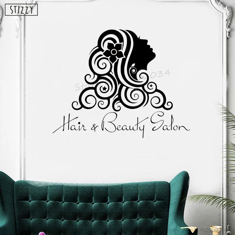 Настенная Наклейка stizzy Hair Beauty Salon виниловая настенная наклейка прическа цветок