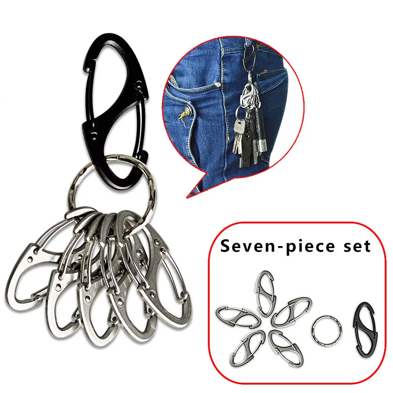 1PC 8-shaped Stainless Steel Keychain Key Chain Ring Hang Buckle Fast Hook Backpack Accessories Camping Equipment Gadget | Спорт и