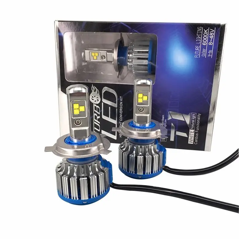 Комплект для автомобильных светодиодных фар T1 turbo H7 Erro Free H11 H8 H9 H10 9005 9006 7000LM 6000K EMC