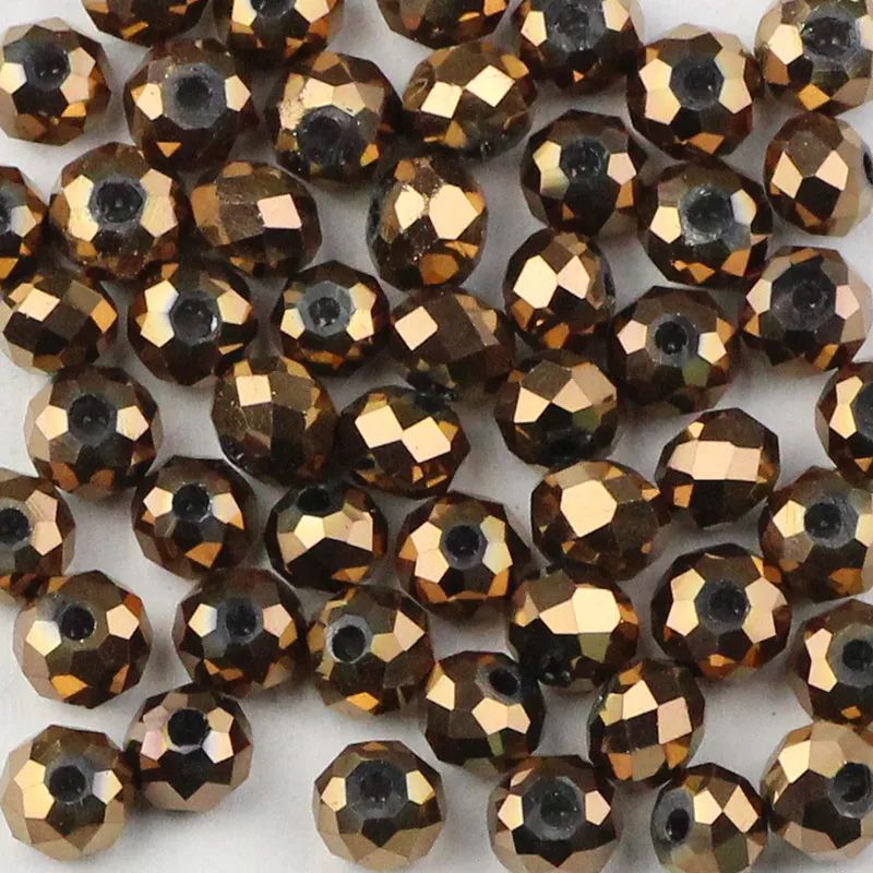 Copper WLYeeS метализированный цвет 6 мм бусины Австрийские хрустальные бусины, 50 шт в наборе, плоские круглые стеклянные бусины с большим отверстием для собственноручного Для женщин изготовление браслета ожерелья - Цвет: Copper