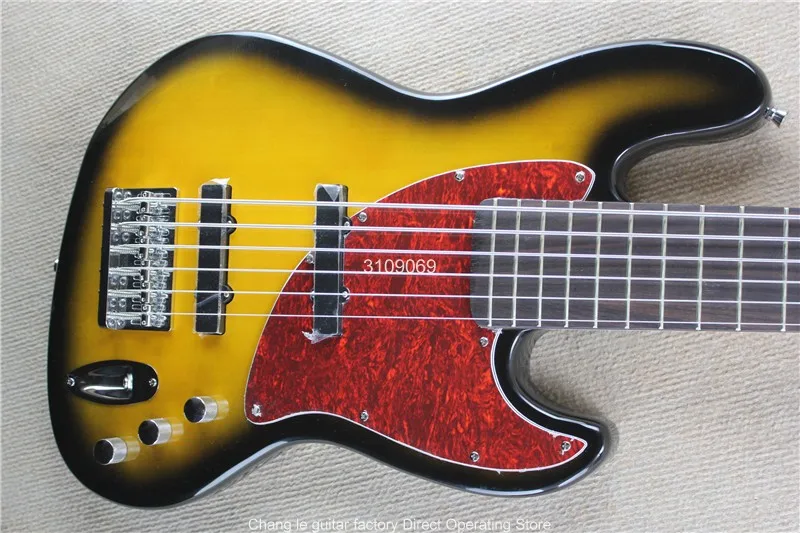 Прямая поставка с фабрики 6 струн джаз бас электрическая гитара батареей 9 В