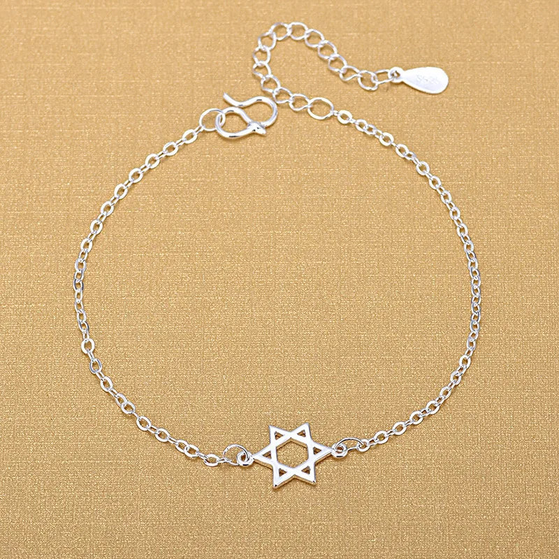 

Fashion Female Silver Color Hexagon Charm Bracelets For Women Birthday Gifts