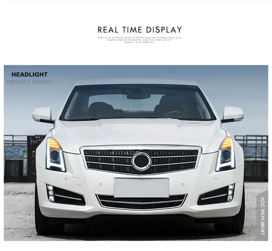 2 шт. светодиодный фары для Cadillac ацл- светодиодный Автомобильные фары ангельские глазки комплект ксеноновых фар, Высокопрочная конструкция протовотуманная подсветка Габаритные огни
