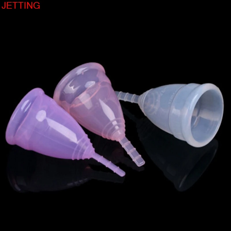 

Purple Pink Clear medical grade silicone menstrual cup for women feminine hygine product health care anner cup S/L size