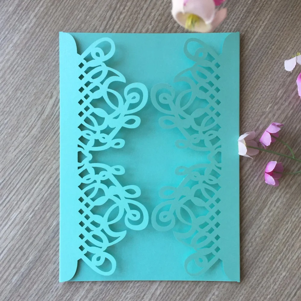 

100pcs/Lot Laser Cut Pearl Paper Wedding Invitation Cards Romantic Decoration Cards Thank You Rewards Gift