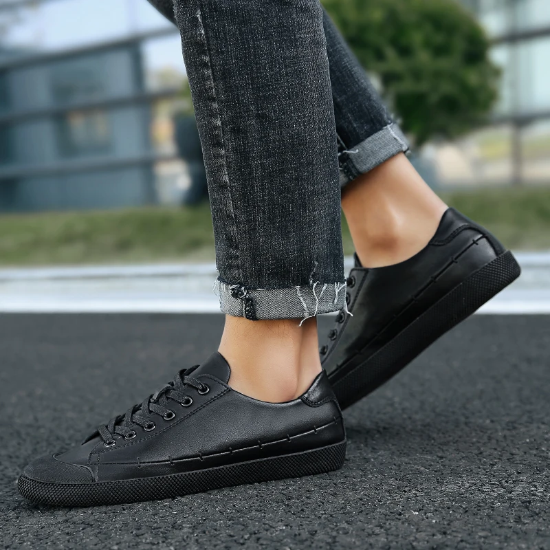 Big Size 38-45 Small White Shoes Mens Trainers Safey Toe Lace-Up Breathable Black Sneakers Soft Light Fashion Casual Men | Обувь