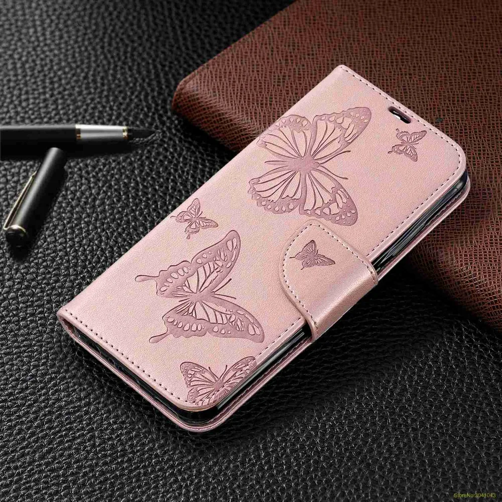 Для huawei P Smart Plus/P 2019 чехол Роскошный 3D тиснение большая бабочка кошелек флип чехлы