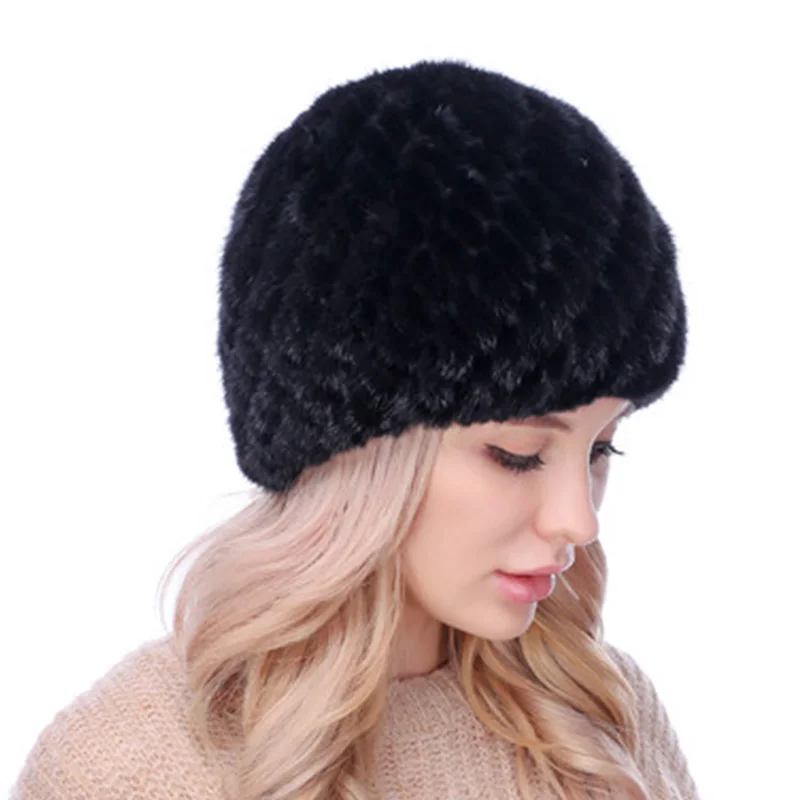 Ruihu Для женщин Ананас Стиль шапка норковая Мех животных теплые толстые Кепки