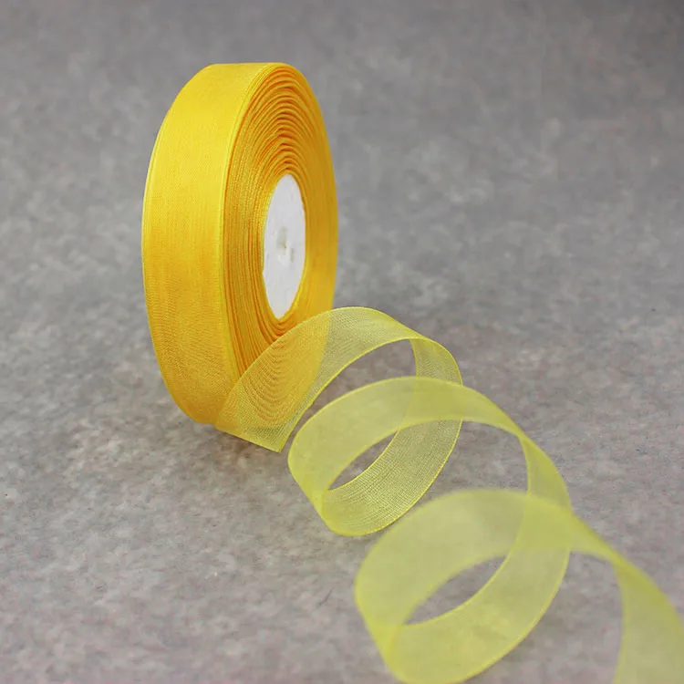 Коттон 20 мм 50 ярдов/рулонов 44 м прозрачный шелк полиэстер лента из органзы для