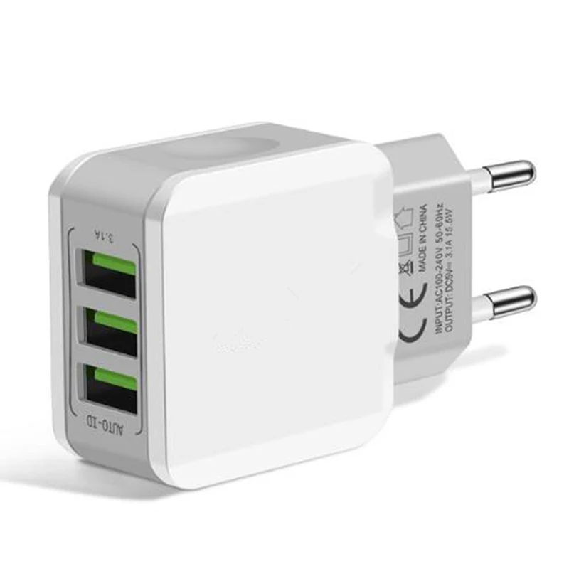 AMEEC USB зарядное устройство 3 порта Портативный зарядный адаптер ЕС зарядные