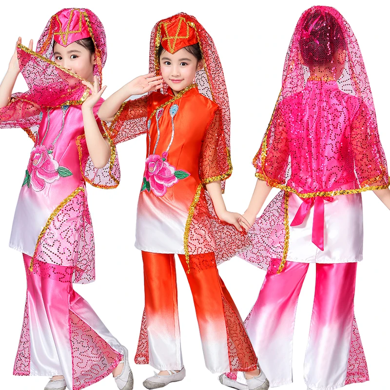 С головным убором Детские монгольские сценические китайские народные