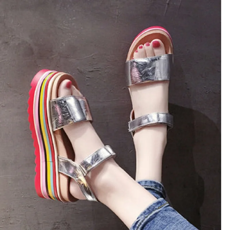 Женские босоножки 2019 г. Новые летние модные повседневные сандалии на платформе