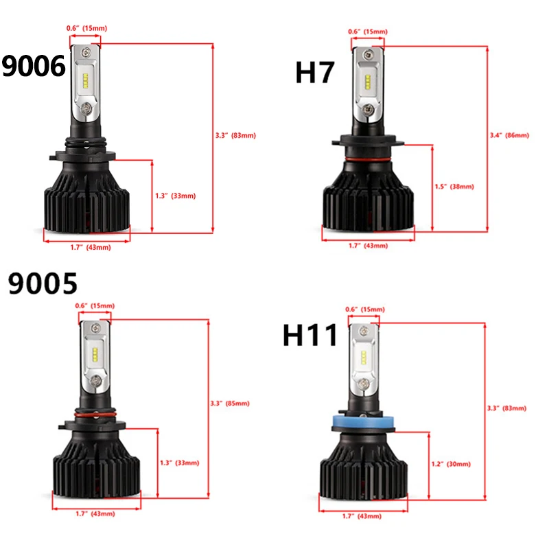 Oslamp T8 светодиодный головной светильник H7 H11 9005 9006 Однолучевые чипы 60 Вт 8000LM 6500 к