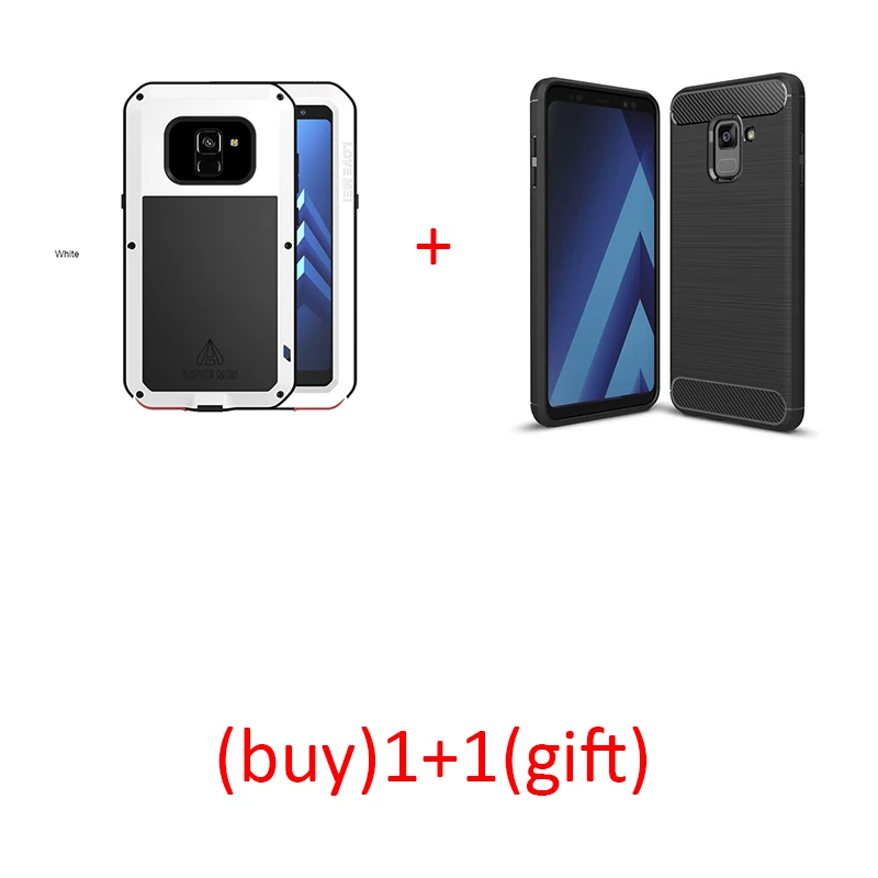 white case Чехол LOVE MEI для samsung Galaxy A8 A8Plus противоударный полноразмерный защитный чехол-броня для samsung A8 Plus+ Gorilla Стекло Экран - Цвет: white case