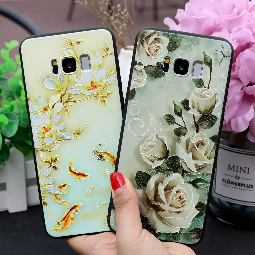 3D рельефный силиконовый цветок чехол для ТПУ samsung Galaxy S8 S9 плюс S10 плюс S10e чехол для Galaxy J5 A5 A7 Note 8, 9