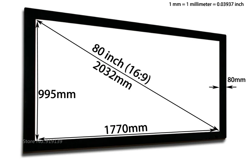 HD 80 дюймов 16:9 плетение акустически прозрачные экраны плоская фиксированная