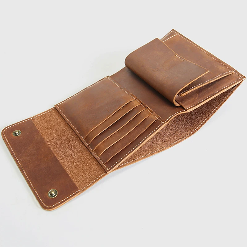 

SIMLINE Genuine Leather Wallet Men Male Vintage Handmade Crazy Horse Cowhide Short Wallets Purse Card Holder With Coin Pocket