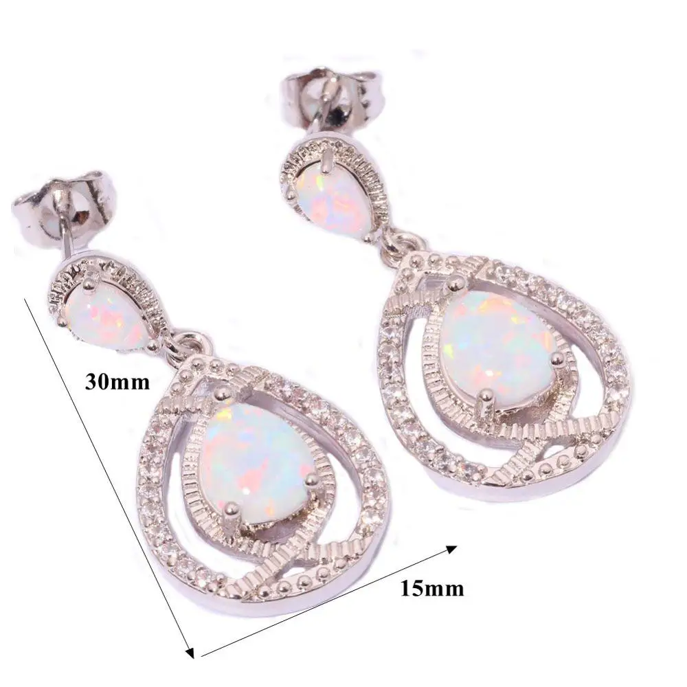 CiNily создан Белый огненный опал кубический цирконий посеребренный оптовая