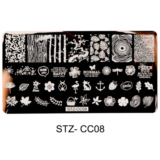 STZ-CC08 STZ 1 шт. дизайн ногтей пластины кружева лист цветок лоза штамповка шаблон инструмент волна Линия Бабочка лак передачи маникюр STZ-CC01-14 - Цвет: STZ-CC08