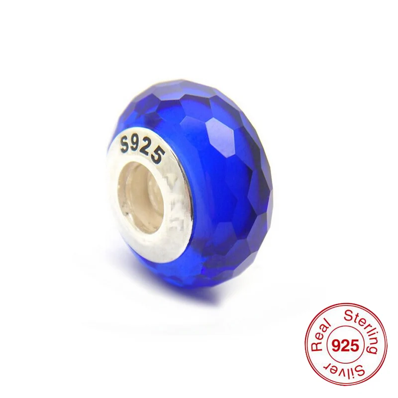 Граненое синее муранское стекло бусины Подходит для Pandora Браслеты 100%