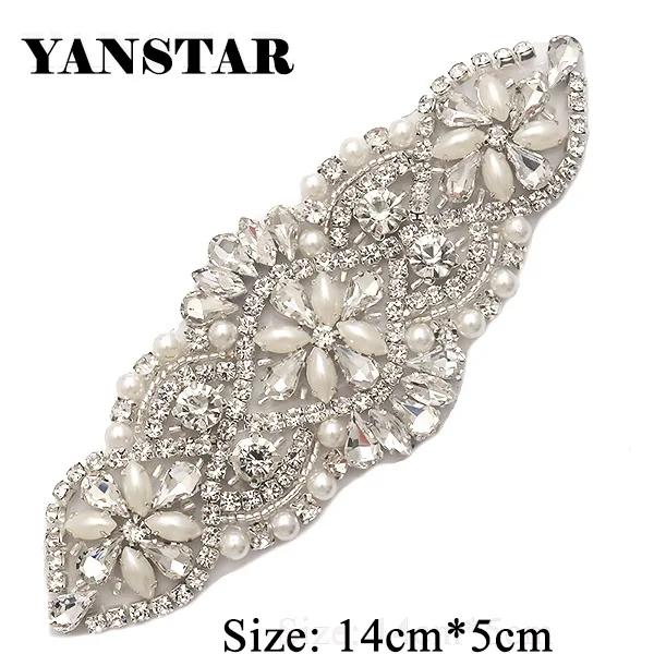 Стразы YANSTAR, 1 шт., аппликации для свадебного пояса, розовое золото, хрустальные бусины, пришивные стразы, аппликации, свадебные аксессуары - Цвет: 848silver