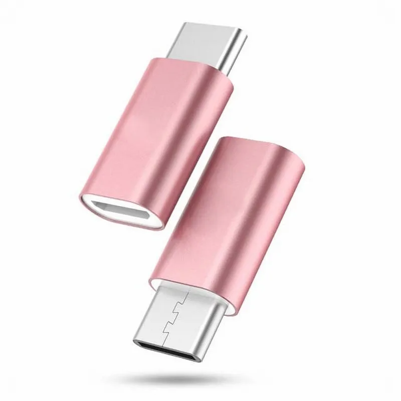 Micro USB адаптер типа OTG c Мужской к Micro USB конвертер Мини разъем для передачи данных Быстрый зарядный кабель type-c адаптер для mi5 honor 8 - Цвет: Rose Gold