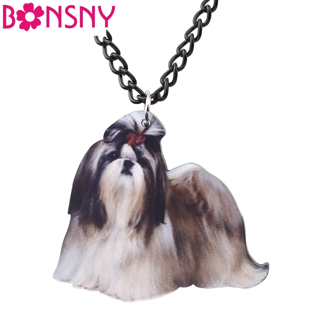 Bonsny акриловый аниме элегантный китайский Shih Tzu искусственная цепь чокер животные