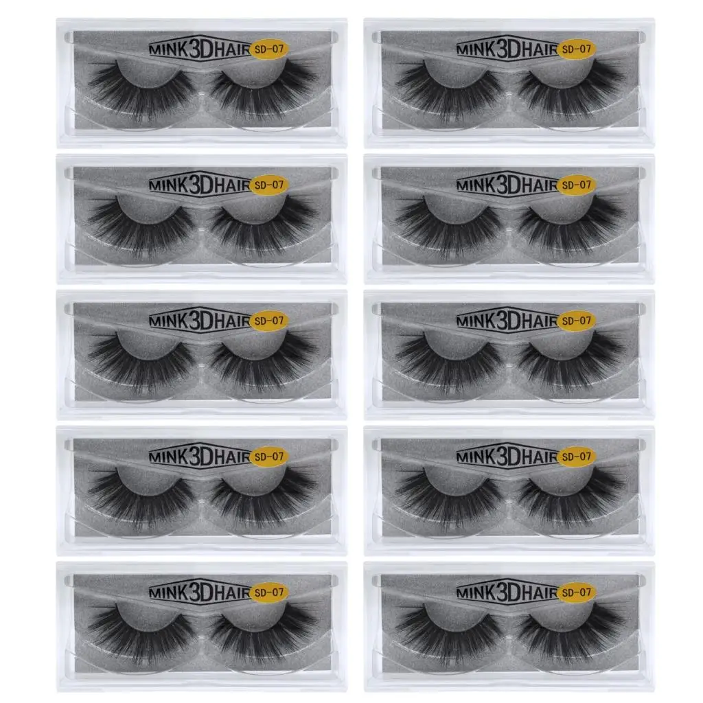 SD07(10Pairs) 10 пар норковых ресниц 3D ресницы из шерсти норки оптом норковые меховые ресницы ручной работы пересекающие натуральные норковые ресницы густые ресницы 17 видов стилей cilios - Цвет: SD07(10Pairs)