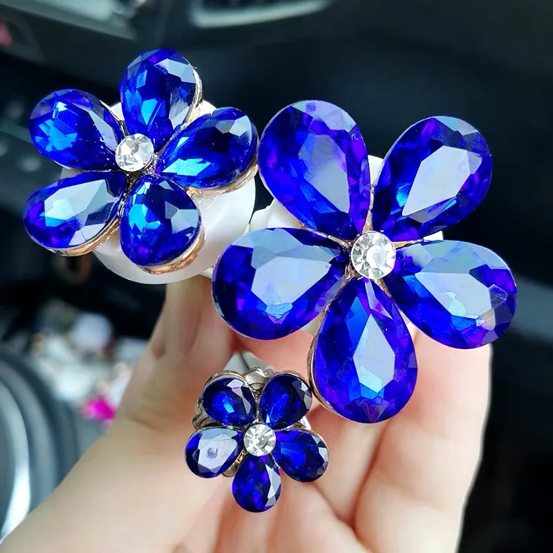 blue 3 шт. Алмазная дрель кристалл цветок освежитель воздуха в автомобиль клип освежитель ароматерапия авто интерьерные ювелирные изделия Аксессуары подарок для девочки - Название цвета: blue