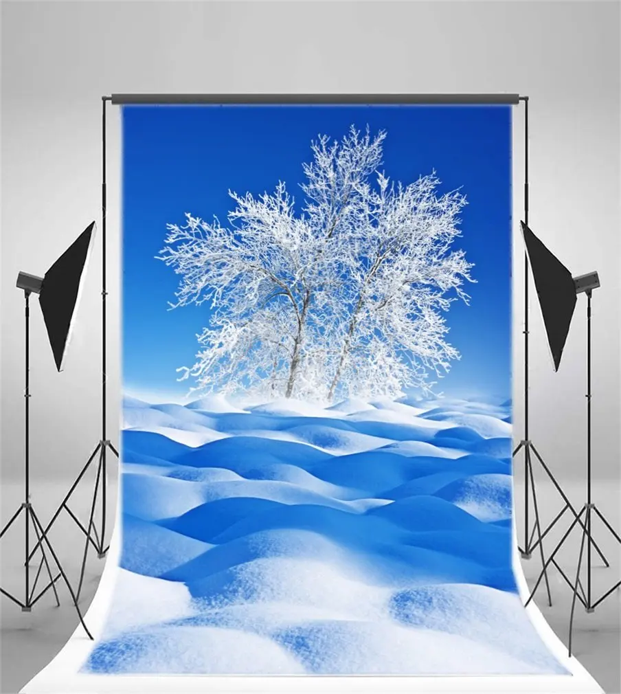 

Photography Backdrop Merry Christmas Ric Snow Covered Landscape White Xmas