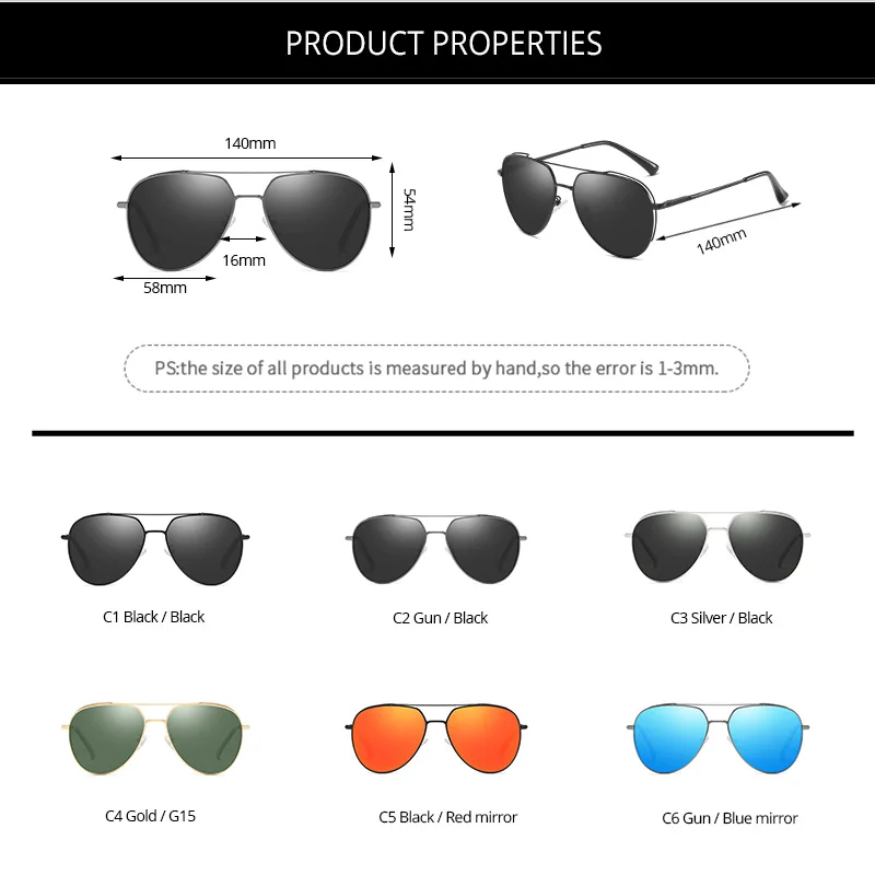 Мужские солнцезащитные очки COASION классические поляризационные в авиационной