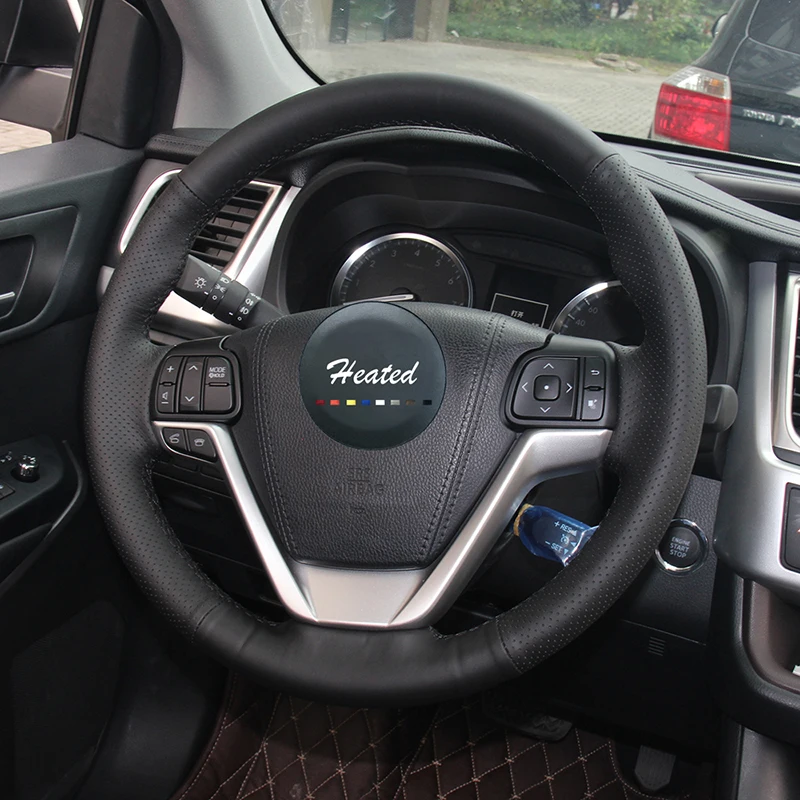 С подогревом автомобильные аксессуары из микрофибры рулевого колеса автомобиля Обложка для Toyota Highlander, harrier Оплетка на руль