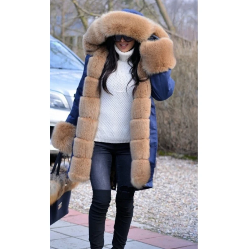 Tatyana Furclub New Arrival Women Parka With Natural Fox Fur Collar Real Fur Coat Winter Fur Jacket Thick Warm Outwear Trendy