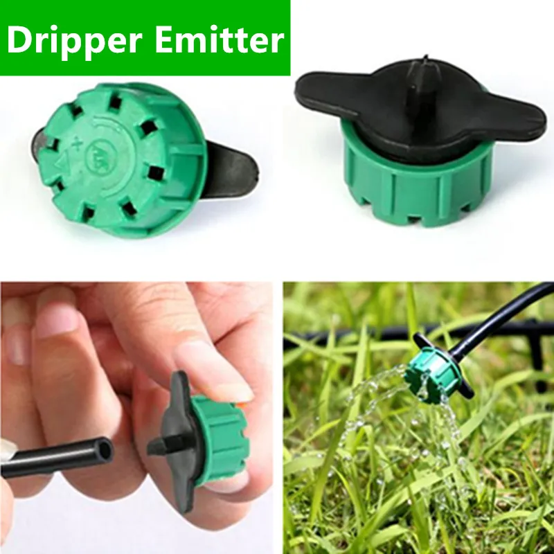 

100pcs/pack 8 Hole Flow Adjustable Dripper Garden Emitter 1/4" Inch Barb Connector Greenhouse Potted Drip Irrigation N110