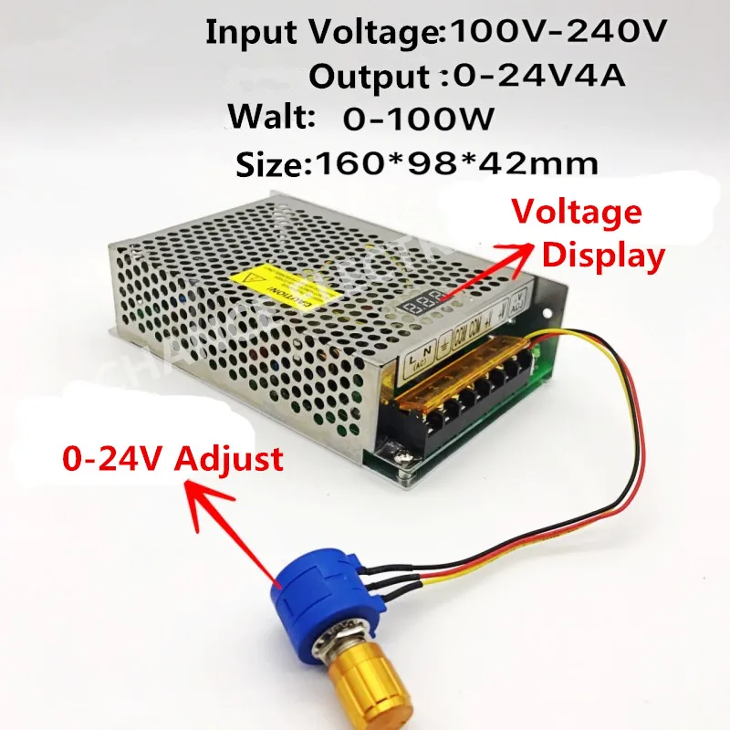 100 Вт Цифровой дисплей Импульсный источник питания с регулируемым напряжением