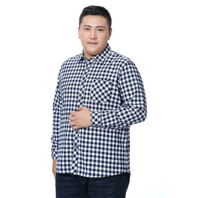 Высокое качество, большие размеры 6XL 7XL, клетчатая хлопковая деловая Повседневная рубашка с длинным рукавом, мужская мода 110 кг 120 кг, Распродажа по низкой цене