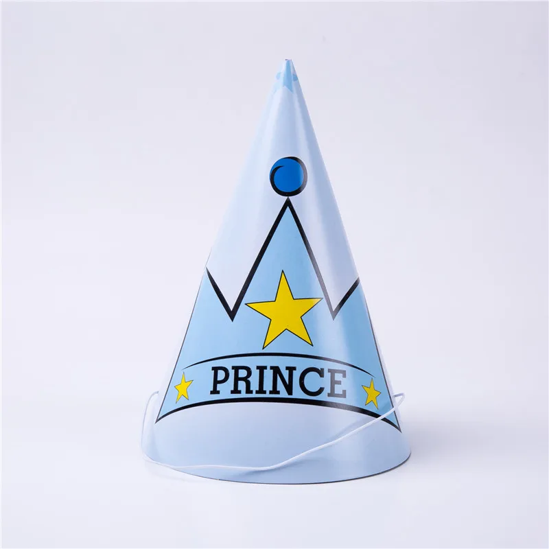 Hat 6 Pcs Корона принца Baby Shower одноразовая посуда для вечеринки бумажные салфетки баннер скатерть стакан с соломинкой тарелки день рождения принадлежности - Цвет: Hat 6 Pcs