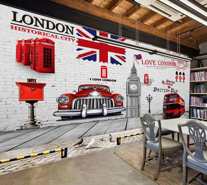 

Custom 3d photo wallpaper 3d wall murals wallpaper British retro nostalgia Continental KTV 3d living room wallpaper wall decor