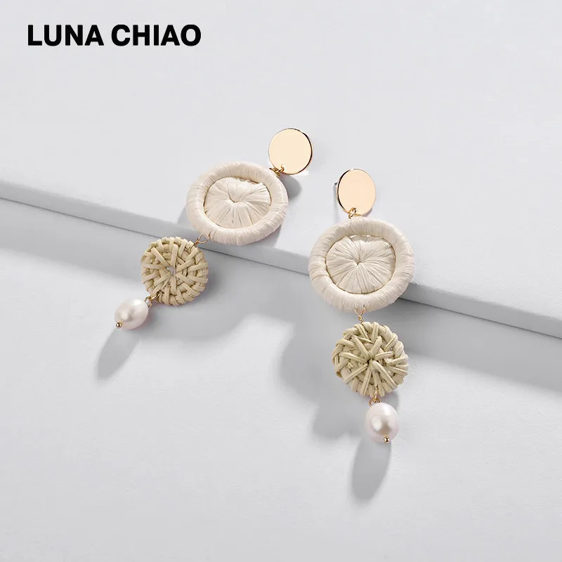 LUNA ChIAO модная женская бижутерия Brincos Raffia серьги плетеные из ротанга Пресной воды