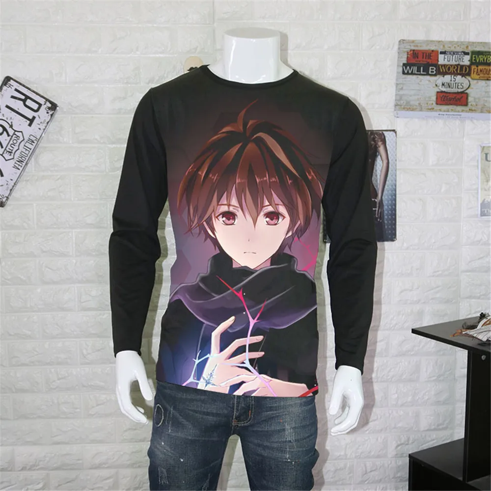 Косплей Новые Guilty Crown футболки мужские с длинным рукавом Мода Аниме OUMA SHU футболка