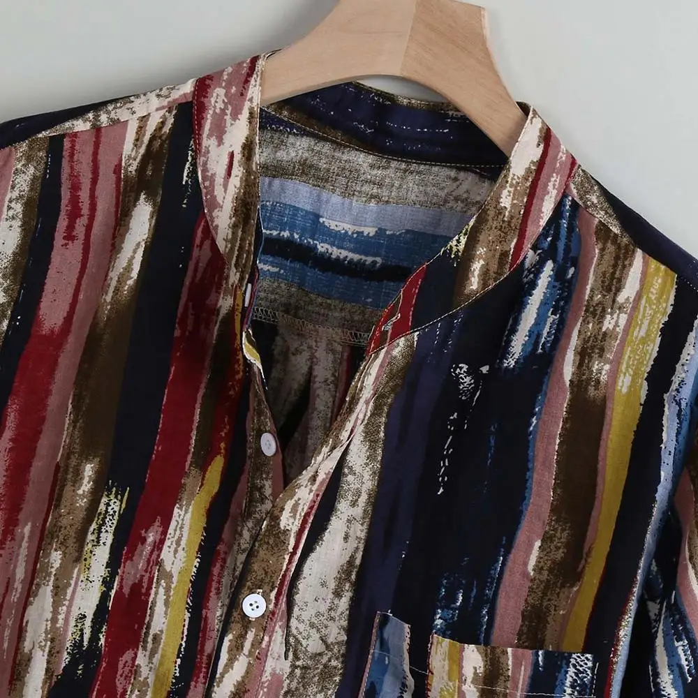 Мужская летняя рубашка с короткими рукавами хлопковая свободная дышащая