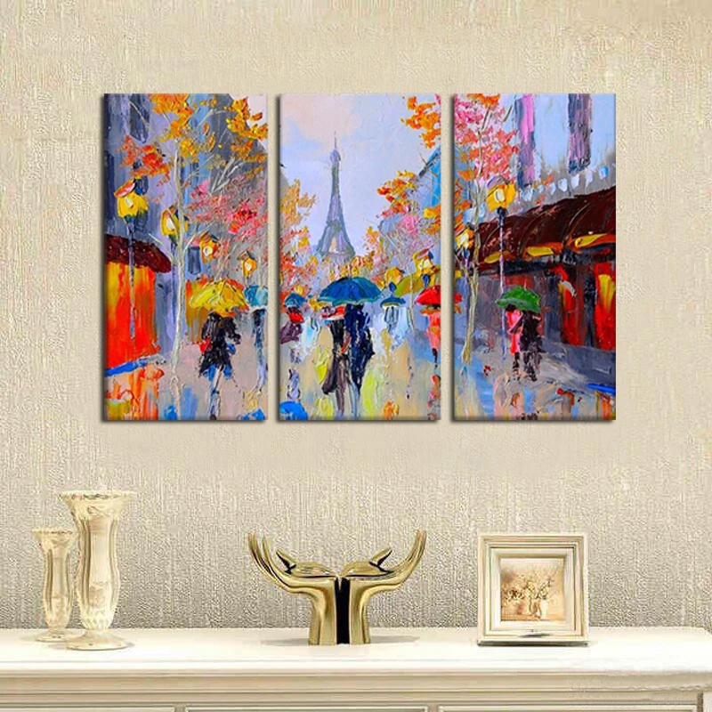 3 шт./лот Романтический Париж Ручная роспись Современная Абстрактная масляная
