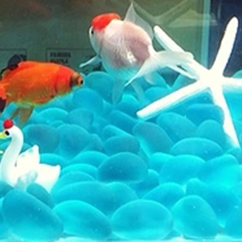 Горячее украшение для аквариума из голубого стекла аквариум семь песка Гравий