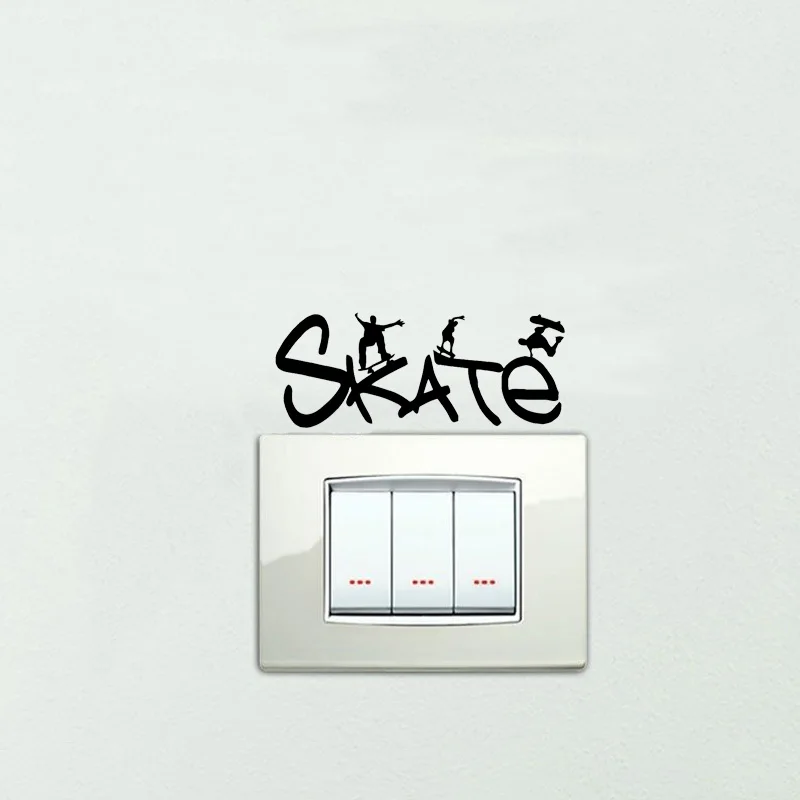 Съемный скейтбордиста виниловый стикер для переключателя домашнего декора
