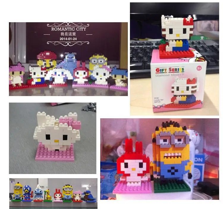 LOZ NanoBlocks Cartoon Cute Diamond Building Blocks Hello Kitty Cat Mimmy Cinna Melody Action figures Education Kids Toys Gift | Игрушки и