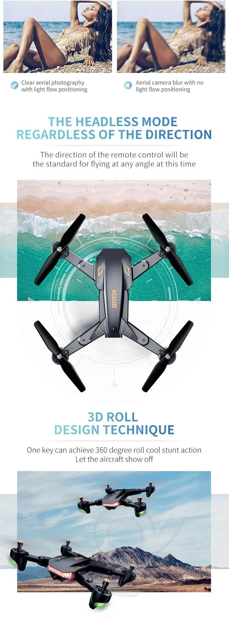 VISUO XS816 4CH WiFi FPV с двойным объективом 720 P/480 P камера Оптическое позиционирование потока Радиоуправляемый Дрон Квадрокоптер RTF
