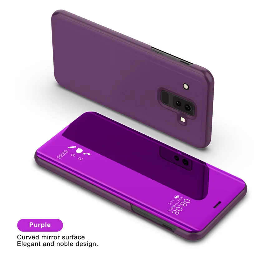 Purple Сенсорный Чехол-подставка чехол для samsung A9 звезды примечание 9 8 S10 S9 S8 S7 Edge Plus A6 A8 J6 J8 A5 A7 зеркало 360 Полное покрытие S10E - Цвет: Purple