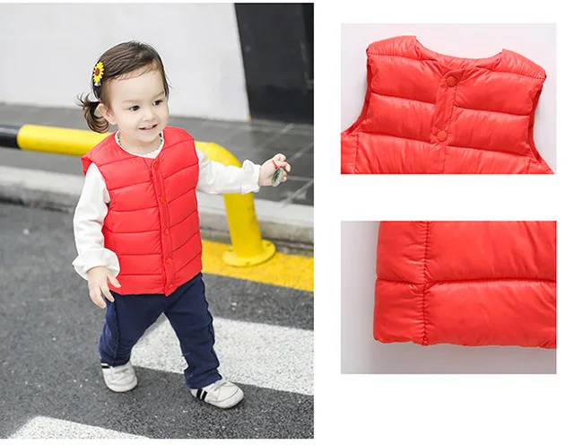 Autumn Winter Waistcoat Boys Girls Baby Coats Child Children Clothes Baby Down Jacket Kids Warm Stand Collar Down Vest