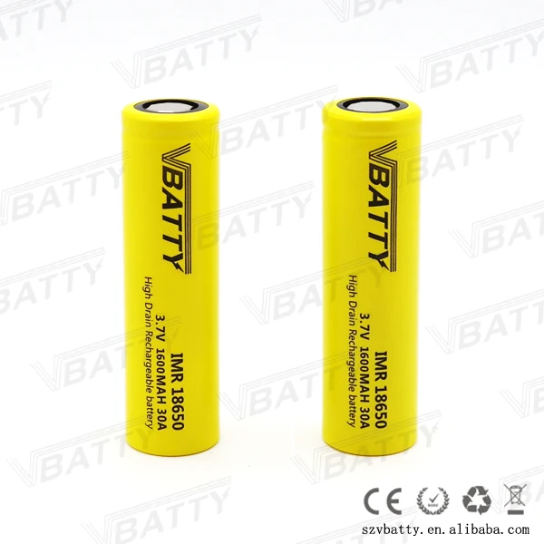 Аккумулятор Vbatty IMR 18650 2000 мАч 15A 3 7 В с кнопочным верхним аккумулятором lug akku