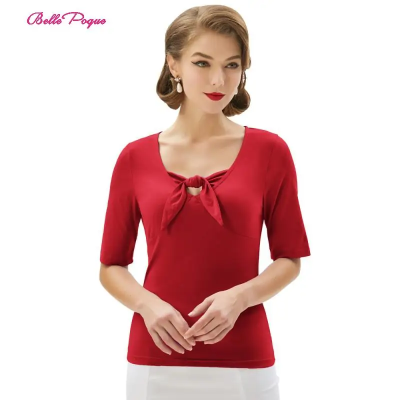 Belle Poque сведения о моде дамы передний узел галстука женские с коротким рукавом